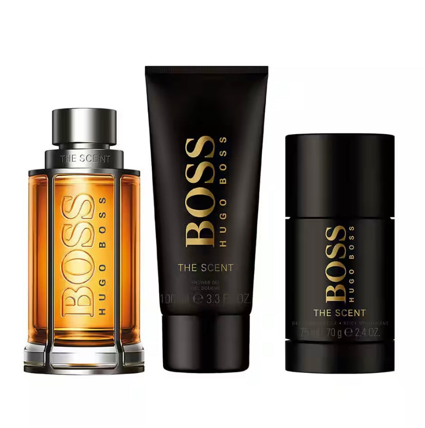 Set Hugo Boss The Scent (perfume 100 ml edt + shower gel 100 ml + desodorante 150 ml) hombre