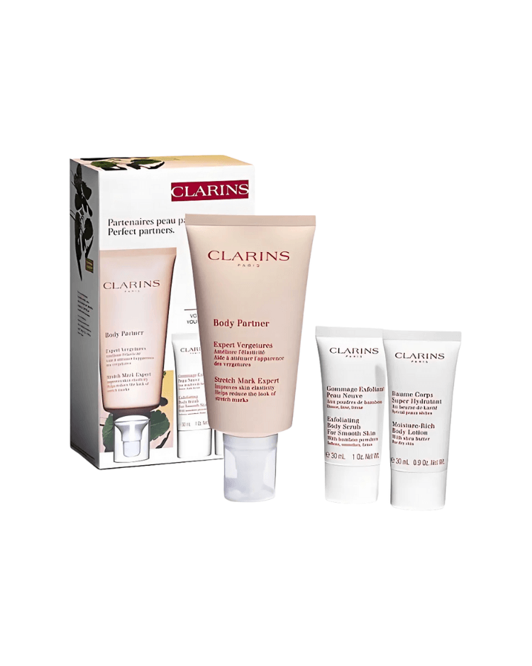 Clarins Set Perfect Partners (crema estrías 175 ml + exfoliante corporal 30 ml + bálsamo corporal 30 ml) - Ufemme