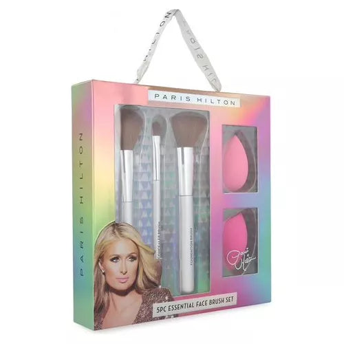 Set Paris Hilton Essential Face Brush (3 brochas para maquillaje + 2 esponjas) mujer