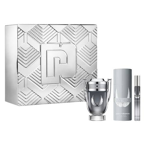 Set Paco Rabanne Invictus Platinum (perfume 100 ml + mini 10 ml + desodorante spray 150 ml) hombre