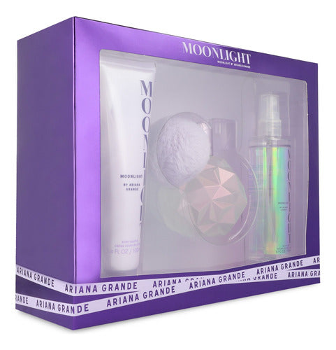 Set Ariana Grande Moonlight (perfume 100 ml + loción 118 ml + body lotion 100 ml) mujer