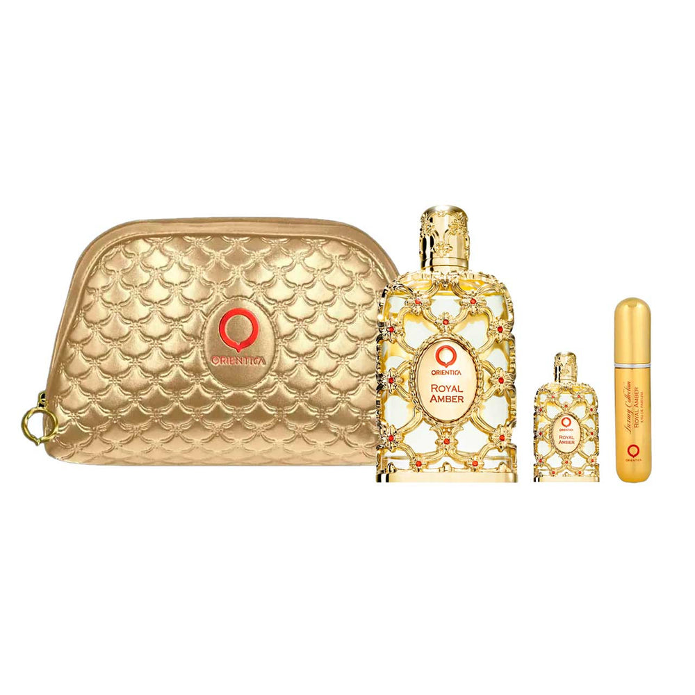 Set Orientica Royal Amber (perfume 80 ml + mini 7.5 ml + travalo + cosmetiquera) unisex