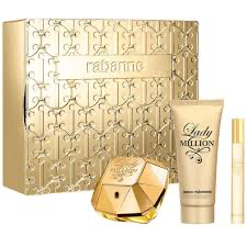 Set Paco Rabanne Lady Million (perfume 80 ml + body lotion 100 ml + mini 10 ml) mujer