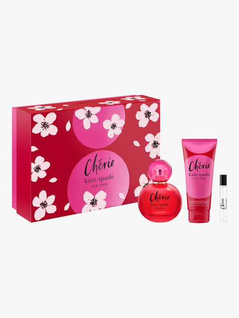 Set Kate Spade Cherie (perfume 100 ml + mini 7.5 ml + body lotion 100 ml) mujer