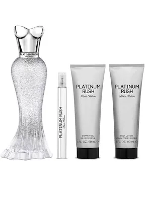 Set Paris Hilton Platinum Rush (perfume 100 ml + mini 10 ml + body lotion 90 ml + gel ducha 90 ml) mujer