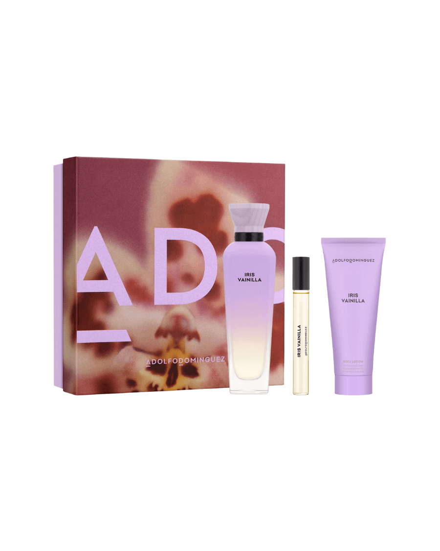 Set Adolfo Domínguez Iris Vainilla (EDP 120 ml + Mini EDP 10 ml + Loción Corporal 75 ml) Mujer