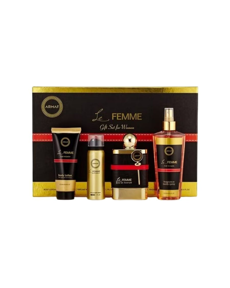Set Armaf Le Femme (edp 100 ml + loción corporal 100 ml + body spray 50 ml  + body mist 250 ml) - Ufemme