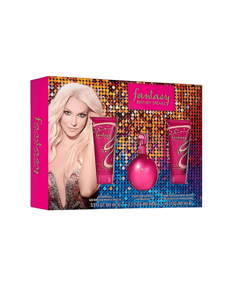 Set Britney Spears Fantasy (Perfume 100 ml + Gel de baño 100 ml + Crema corporal 100 ml) Mujer
