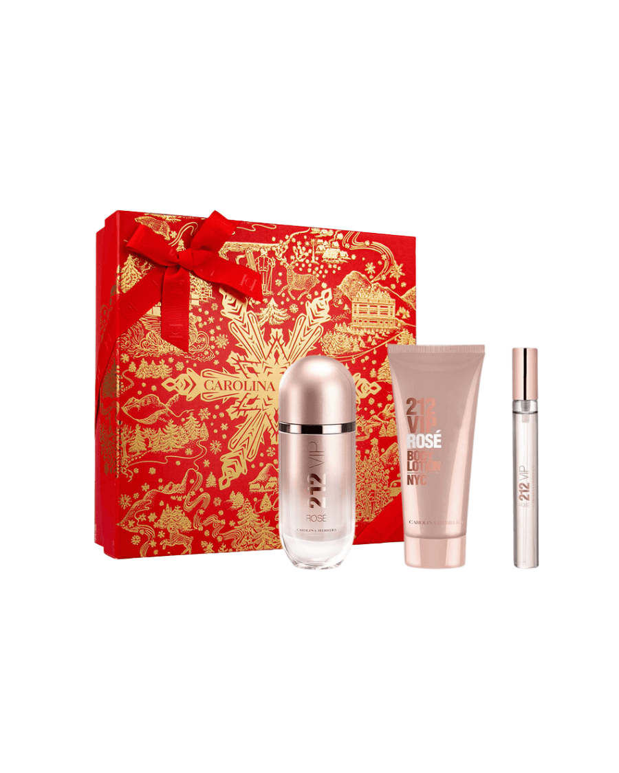 Set Carolina Herrera 212 VIP Rosé (EDP 80 ml + Loción corporal 100 ml + Mini EDP 10 ml) Mujer