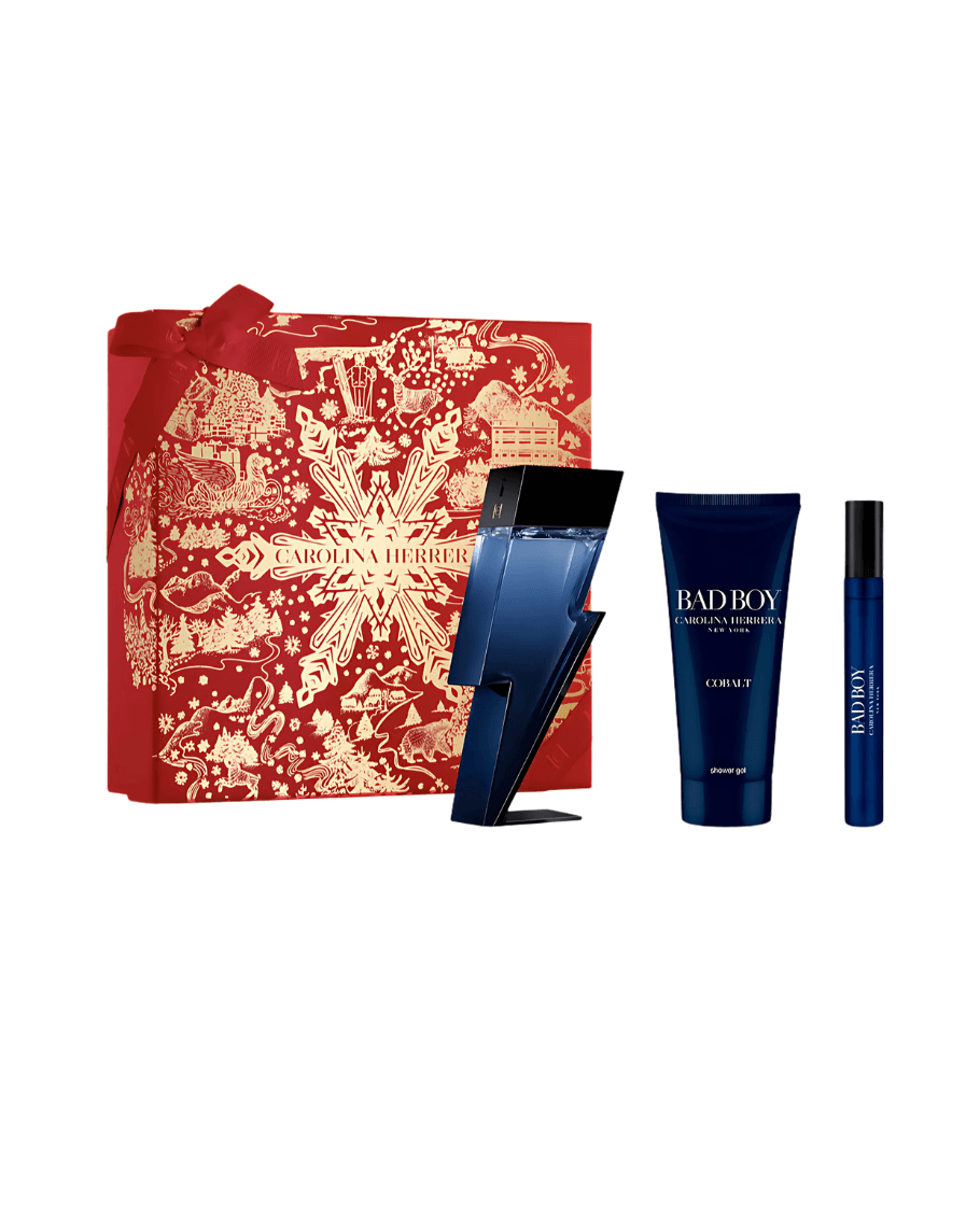 Set Carolina Herrera Bad Boy Cobalt (perfume 100 ml + mini 10 ml + gel ducha 100 ml) hombre