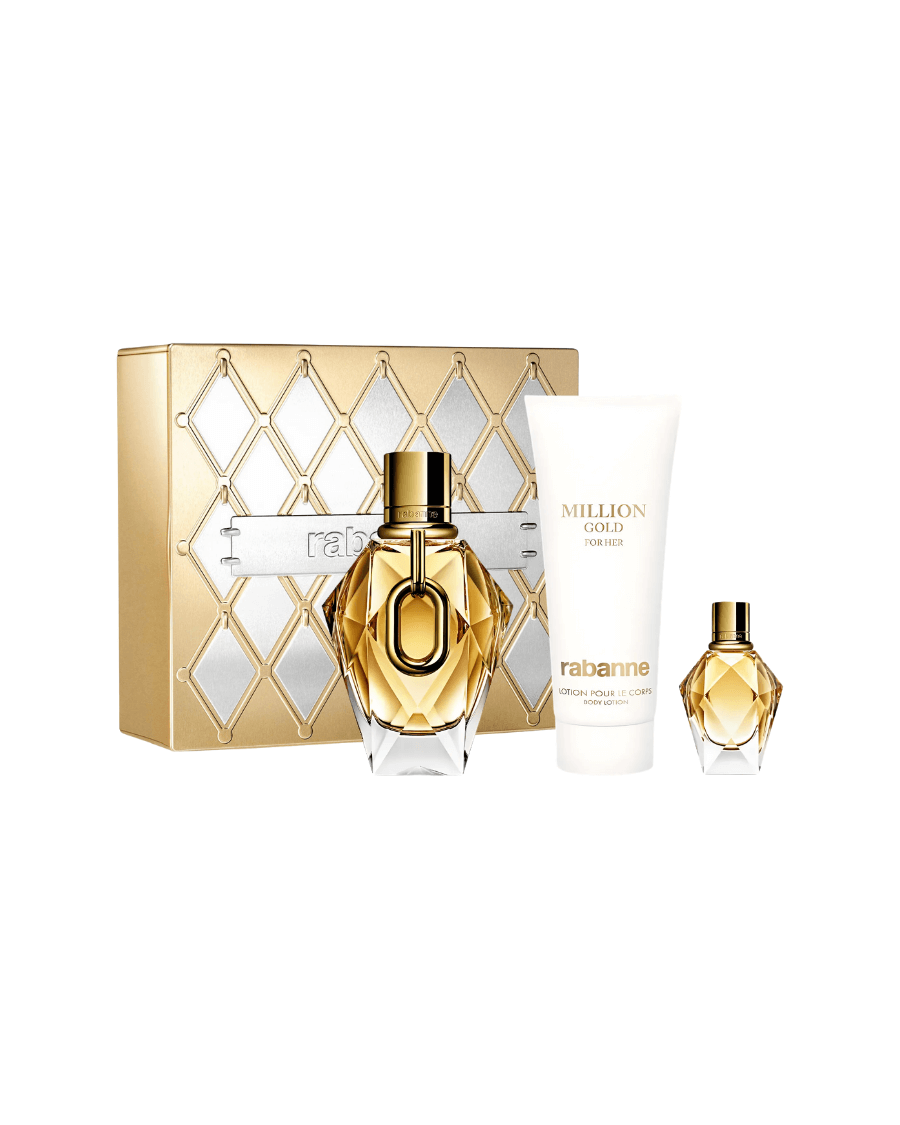 Set Paco Rabanne Million Gold for Her (EDP 90 ml + Loción corporal 100 ml + Mini EDP 5 ml) Mujer