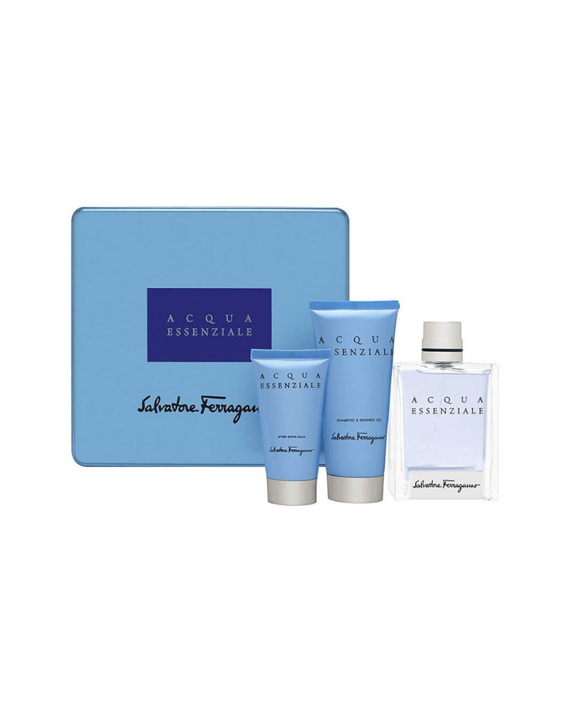 Set Salvatore Ferragamo Acqua Essenziale (edt 100 ml + gel de ducha 100 ml + after shave 50 ml) Hombre