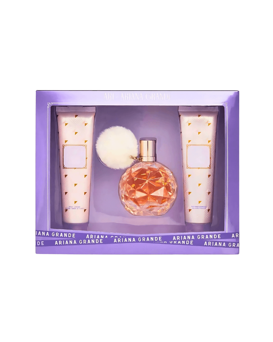 Set Ariana Grande Ari (perfume 100 ml + body lotion 100 ml + gel ducha 100 ml) Mujer