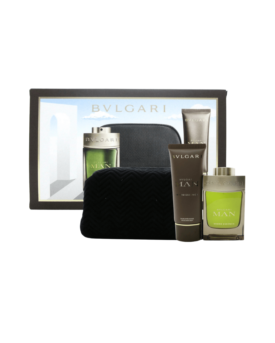 Set Bvlgari Wood Essence (perfume 100 ml edp + after shave 100 ml + pouch) Hombre