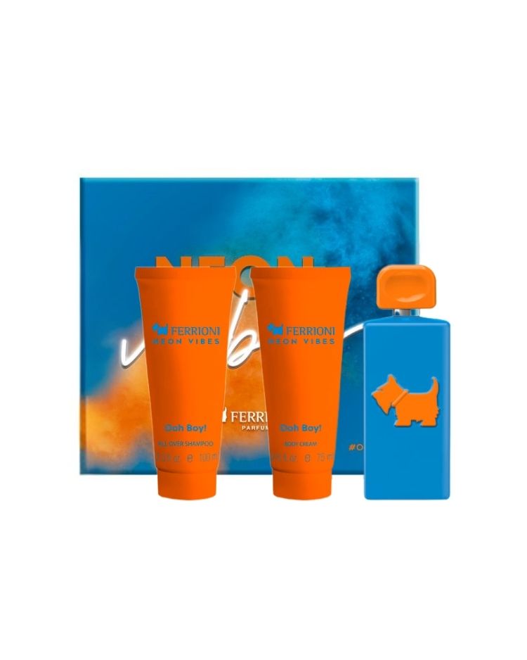 Set Ferrioni Neon Vibes (perfume 100 ml + body lotion 75 ml+ shampoo 100 ml) - Ufemme