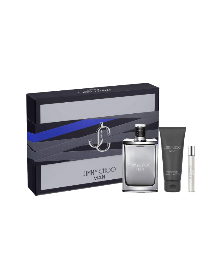 Set Jimmy Choo Man (perfume 100 ml + mini 7.5 ml + gel de ducha 100 ml) - Ufemme