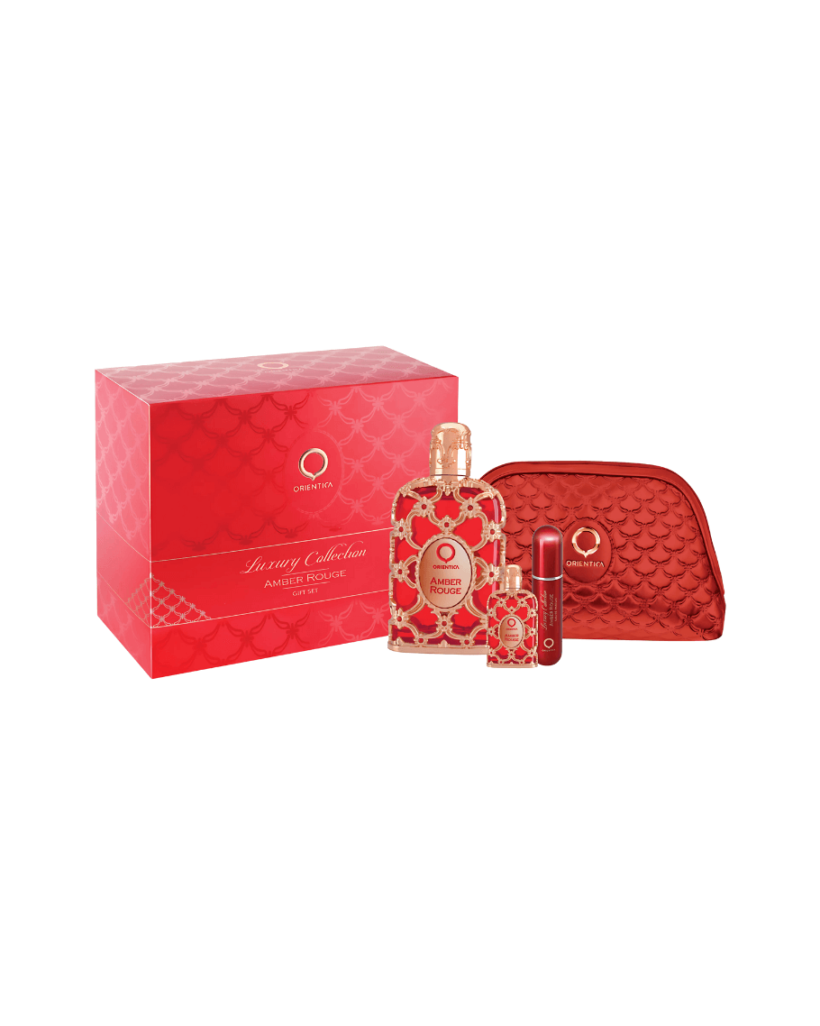 Set Orientica Amber Rouge (perfume 80 ml + mini 7.5 ml + travalo + cosmetiquera) unisex