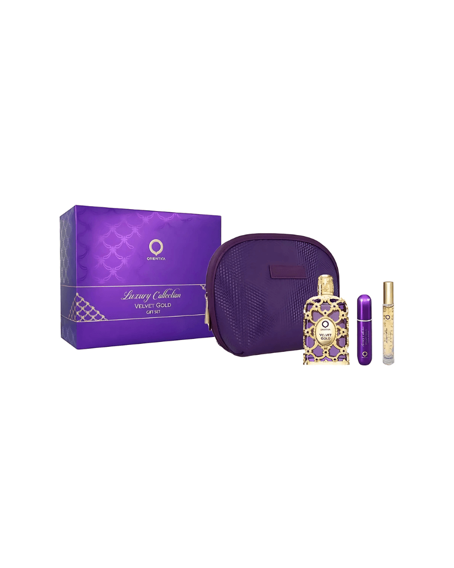 Set Orientica Velvet Gold (perfume 80 ml + mini 10 ml + perfumero + cosmetiquera) Unisex
