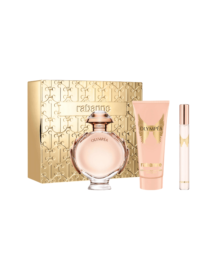 Set Paco Rabanne Olympea (perfume 80 ml + mini 6 ml + body lotion 100 ml) - Ufemme