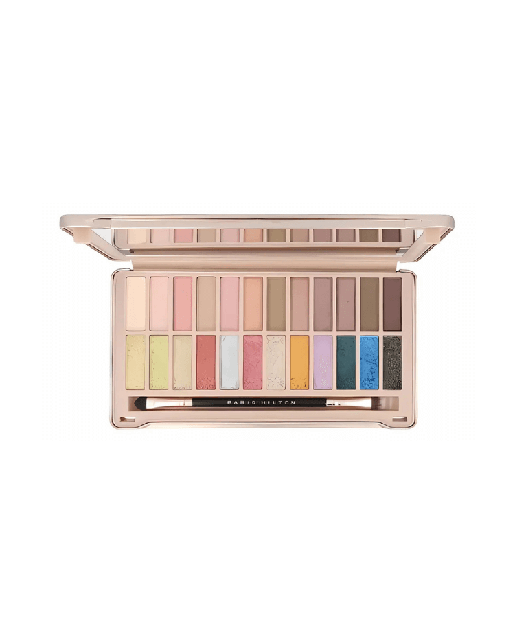 Set Paris Hilton  Mega Glam (24 sombras para párpados + pincel doble) - Ufemme