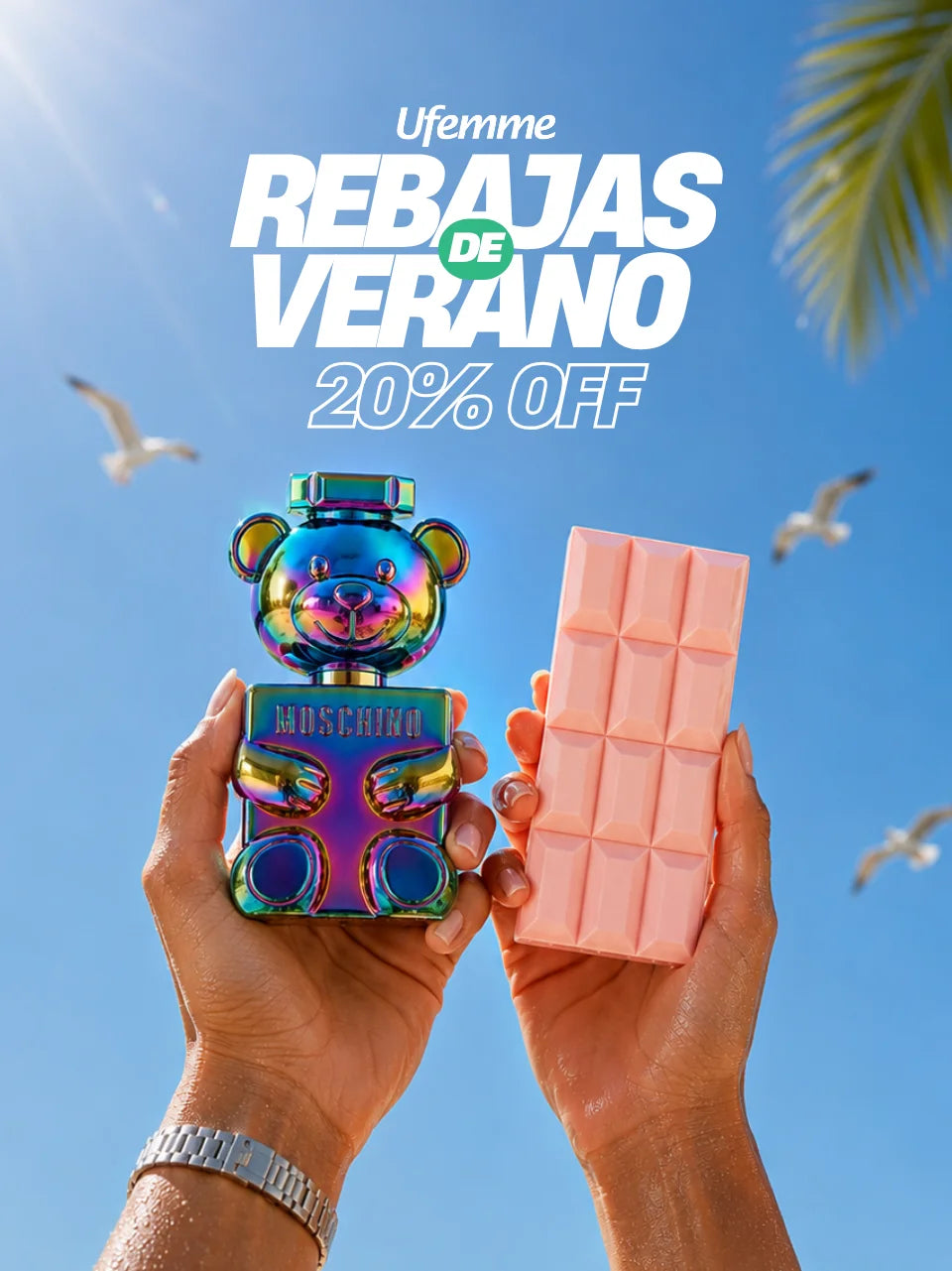 Perfumes Moschino y Sabrina Carpenter en la campaña de rebajas de verano México desde Villahermosa en Ufemme.