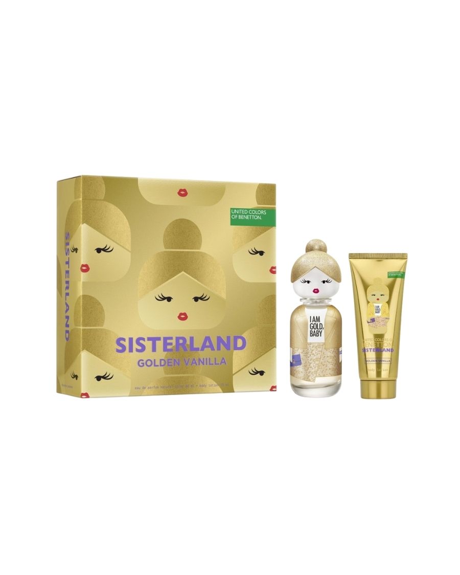 Set Benetton Sisterland Golden Vanilla (EDP 80 ml + Loción corporal 75 ml) Mujer