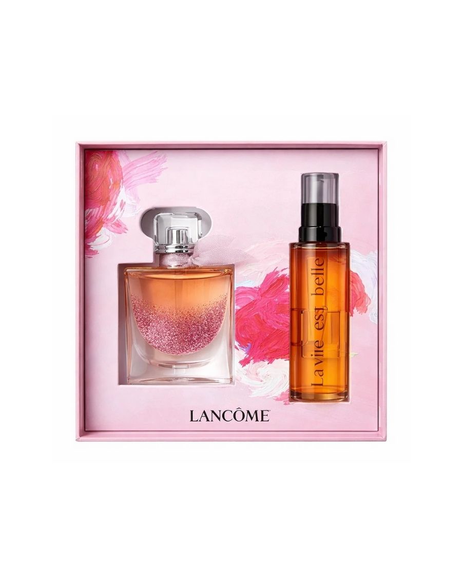 Set Lancôme La Vie Est Belle Sparkling con perfume de 50 ml y recarga de cristal de 100 ml en estuche de lujo para mujer.