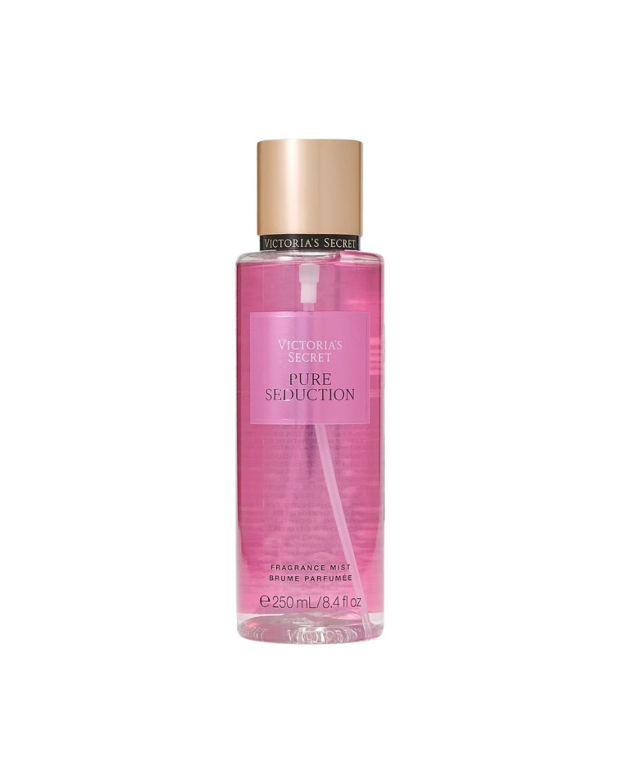 Body Mist Victoria's Secret Pure Seduction 250 ml en envase rosa vibrante con diseño minimalista color rosa tenue.