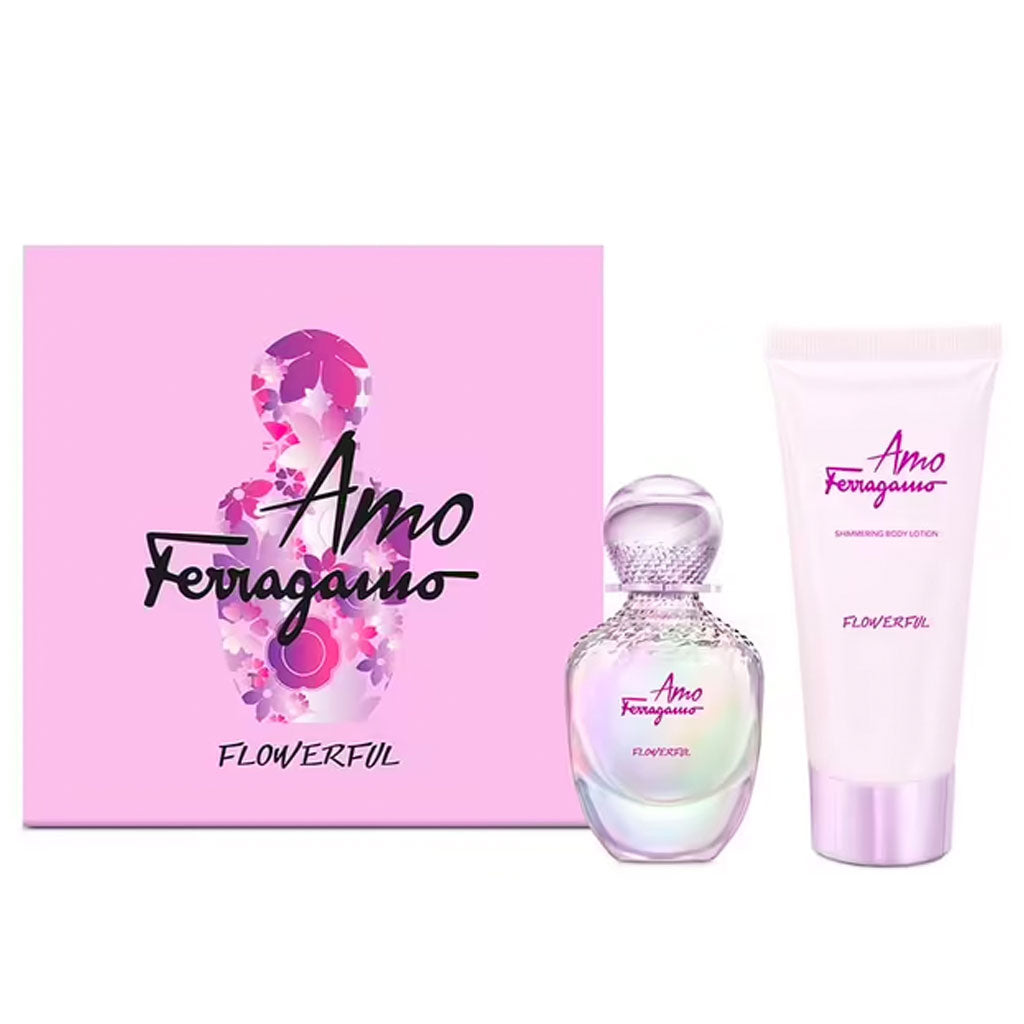 Set Salvatore Ferragamo Amo Flowerful (perfume 50 ml + body lotion 100 ml) mujer