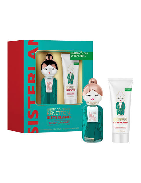 Set Benetton United Colors Sisterland Green Jasmine (perfume 80 ml + body lotion 75 ml) mujer